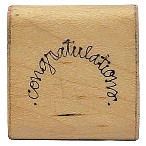 VTG‎ 80s DOTS Congratulations Rubber Stamp 1.5" 1989 Wood Mounted Card Making